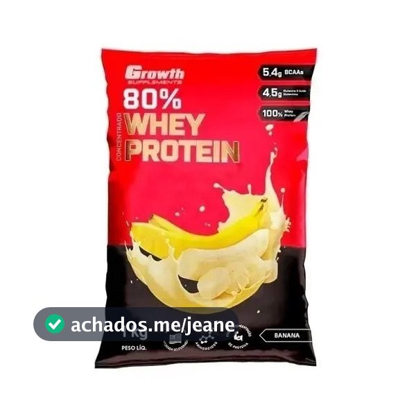 Suplemento em pó Growth Supplements Whey Protein Concentrado sabor Banana 1 kg