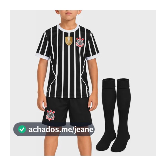 Conjunto Infantil Corinthians Camisa Shorts Meião