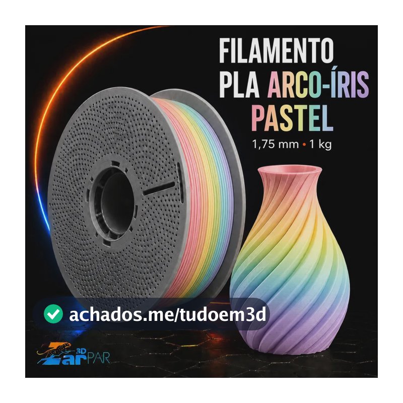 Filamento Pla Impressora 3d Com 1.75mm Sem Entupimento Flexivel 1kg Impressão Premium Arco Íris Pastel Rainbow