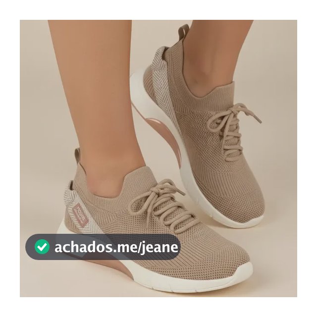 Tênis Feminino Knit Cadarço Bege Ortopédico Modare 7378