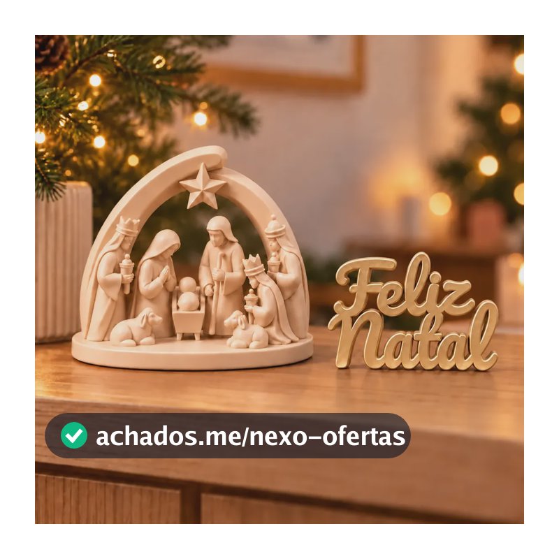 Presépio Natalino Sagrada Família Com Decoração Feliz Natal
