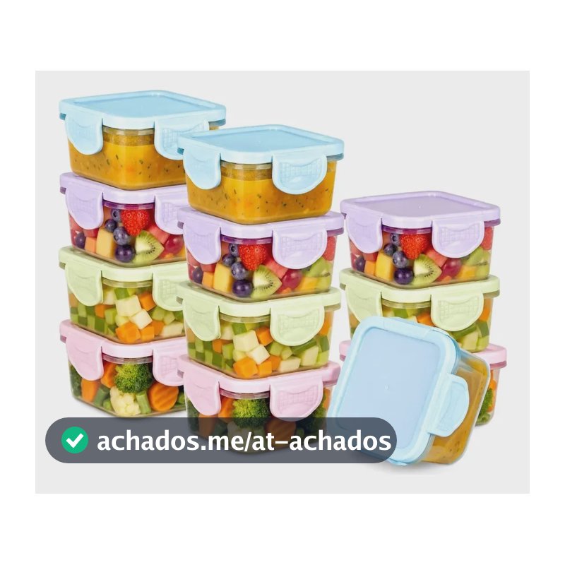 Kit 12 Potes Pequenos Congelar Papinha 50ml Tampa Hermética Colorido