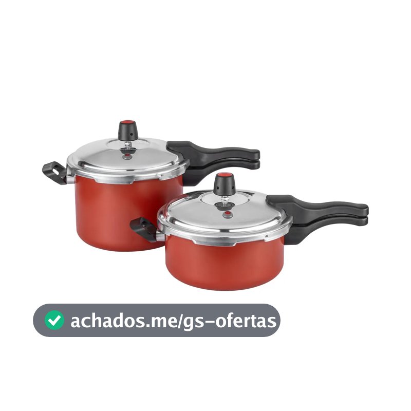 Jogo 2 Panela De Pressao 4,5 Litros E 3 Litros Antiaderente Cor Vermelho