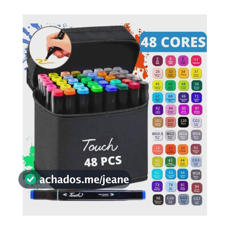 Kit Canetinhas 48 Cores Bobbie Goods Ponta Dupla Colorir Colorido