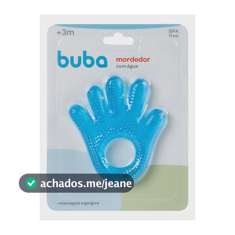 Mordedor para bebê Com Água Mão Azul Buba Liso Mãozinha Azul Liso