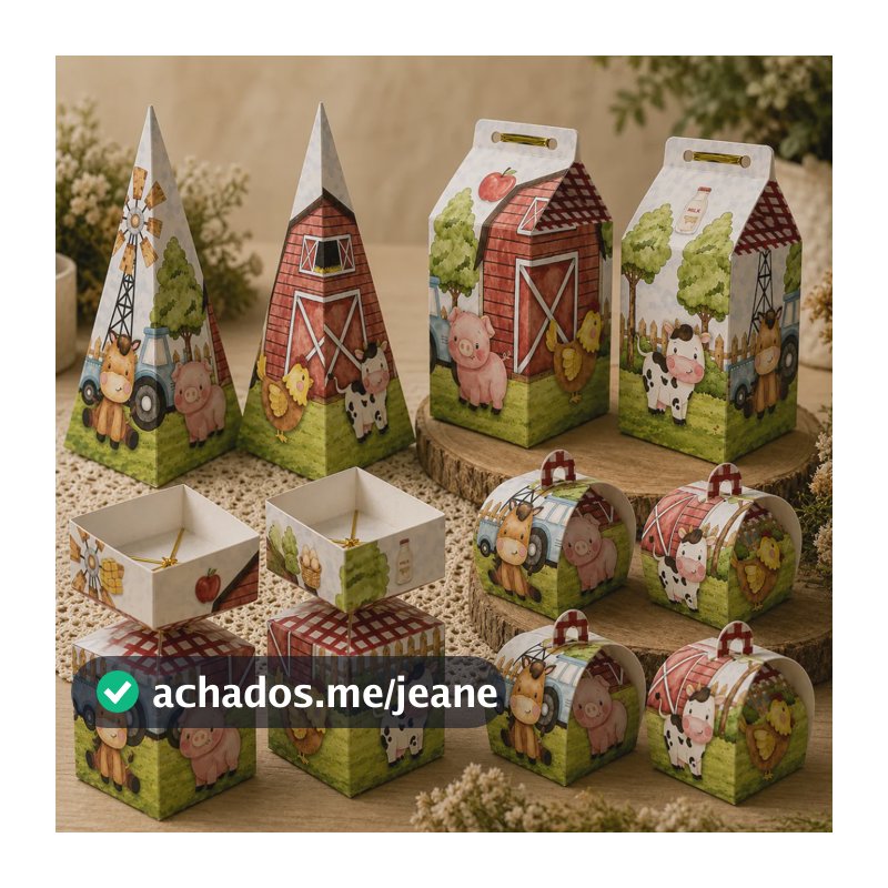 Kit Lembrancinha Fazendinha 20 Caixinhas Full Branco