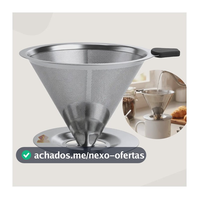 Coador De Café Inox 103 Com Filtro Permanente Reutilizável Aço Inox Premium Durável Fácil De Lavar