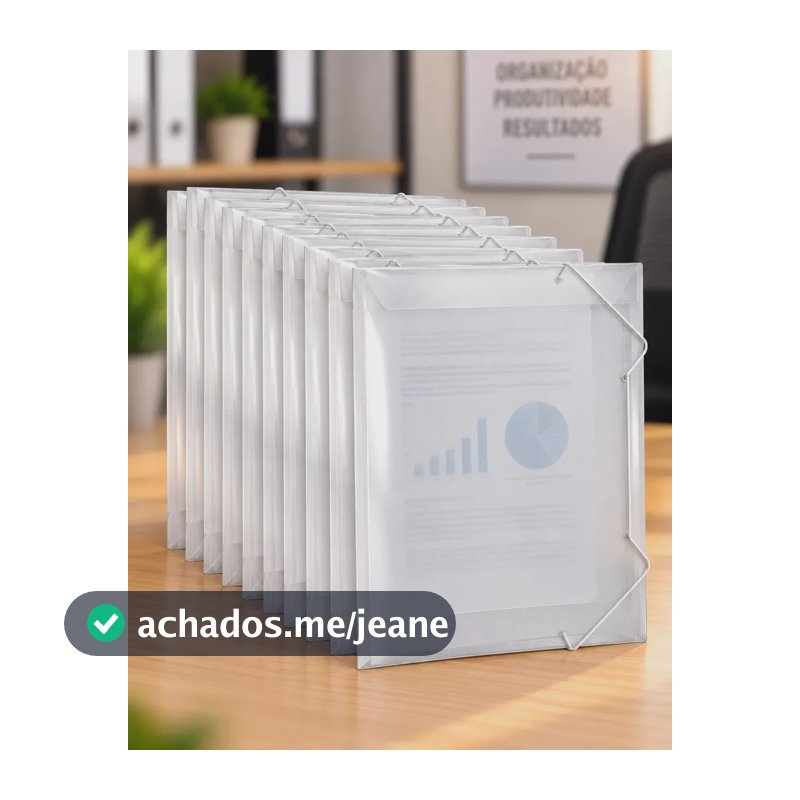 Kit 10 Pastas Aba Com Elástico Documento Ofício A4 DAC Transparente Cristal Polipropileno Escritório Escolar