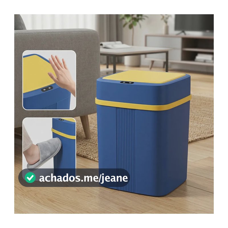 Lixeira Inteligente 12 Litros Sensor Automático Banheiro Cozinha Escritório Comercial Lixeira Automático Com Sensor Cor Azul