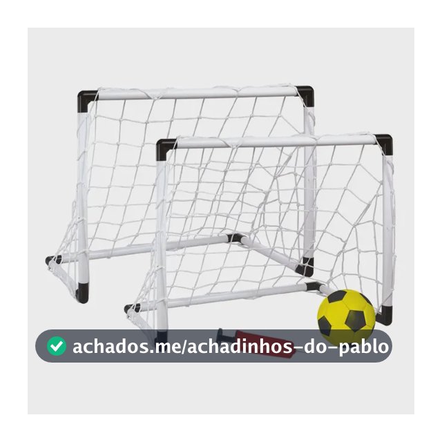 Trave Futebol Kit 2 Mini Golzinhos Gol Infantil Bola E Bomba Branco