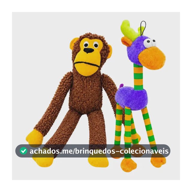 Kit Brinquedo Pelúcia Macaco + Alce Roxo Cachorro Com Apito