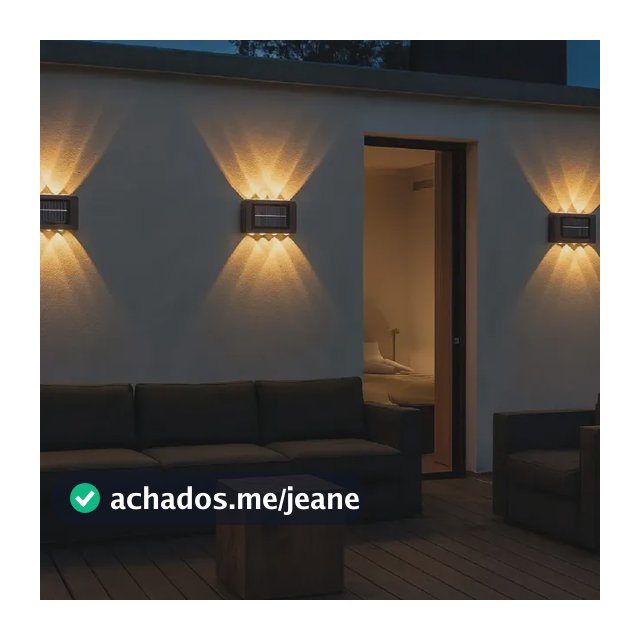 Kit 4 Luminária Arandela Solar 10 Led Luz Quente Prova Dágua Preto