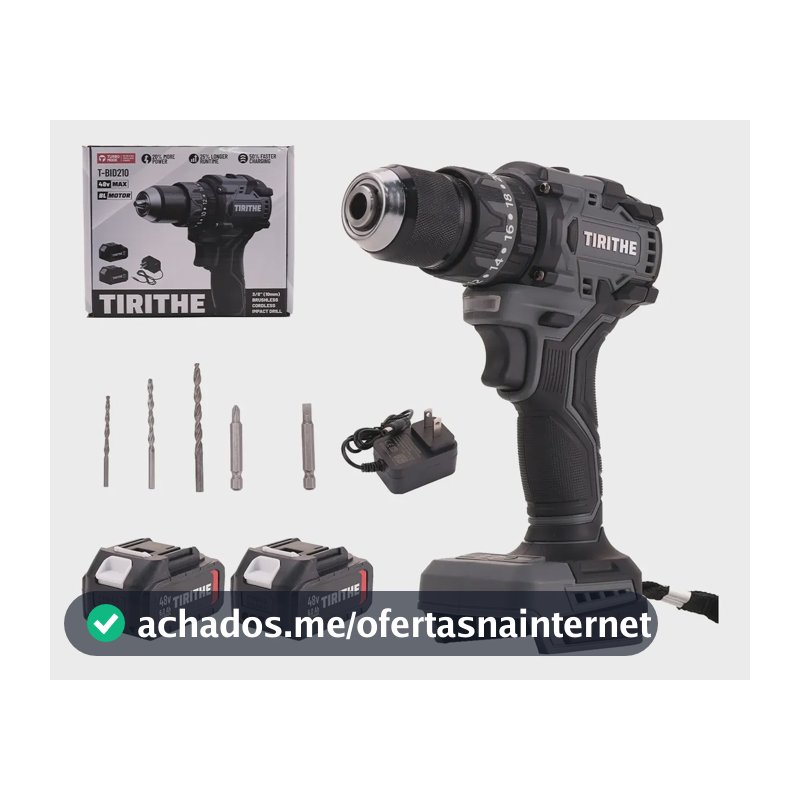Parafusadeira Furadeira Impacto Brushless 2 Bateria 48v 10mm Cinza-escuro 127/220v