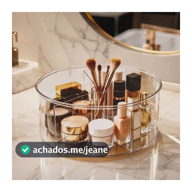 Organizador de Maquiagem Giratório de Acrílico Transparente para Cosméticos e Pincéis