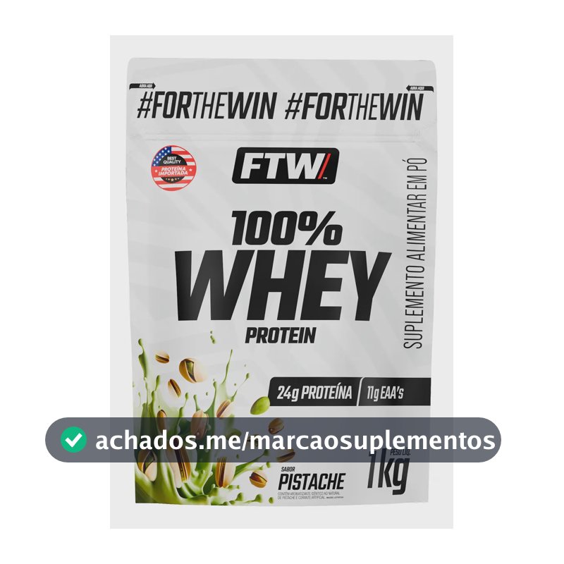 Whey Protein 100% Concentrado Refil 1kg Sabor Pistache - FTW