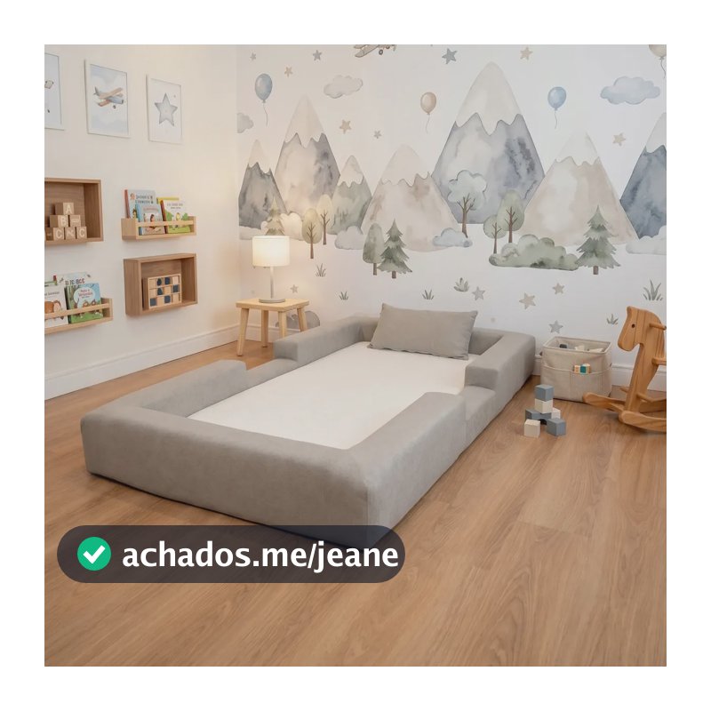 Cama Montessoriana Solteiro Ninho 100% Espuma Keiko Cor Cinza