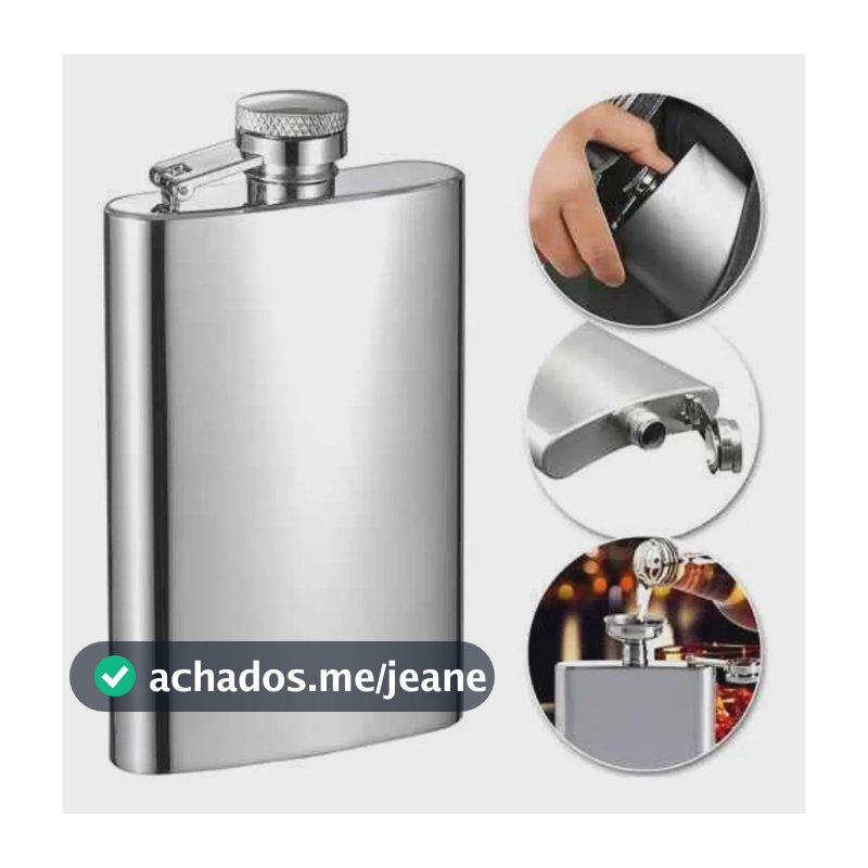Cantil De Bolso 254ml Em Aço Inox Portátil Whisky Agua