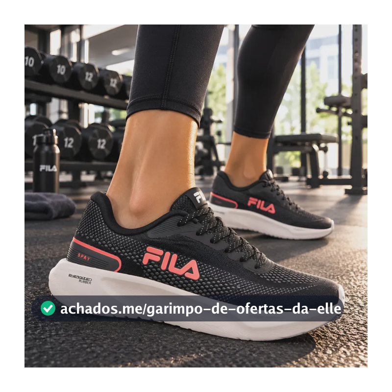 Tênis Fila Feminino Spry Esportivo Corrida Treino Caminhada Preto/grafite/goiaba Mesh 37