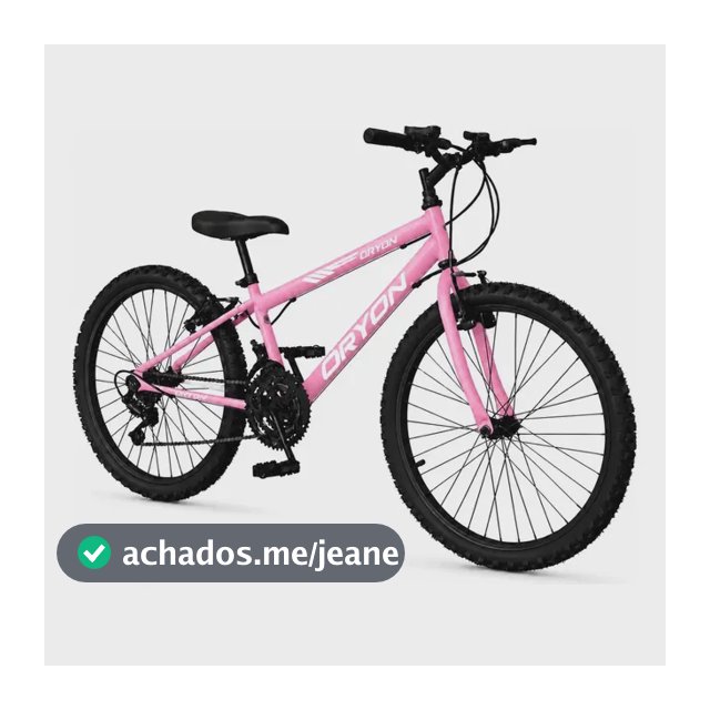 Bicicleta Infantil Aro 24 Feminina ORYON com 18 Velocidades Rosa e Branco