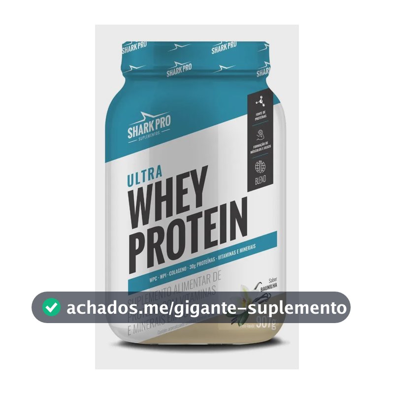 Whey Protein Concentrado Shark Pro Baunilha 907g para Massa Muscular