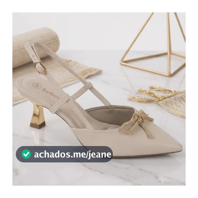 Scarpin Salto Baixo Taça Brilho Slingback Bebecê T3814265