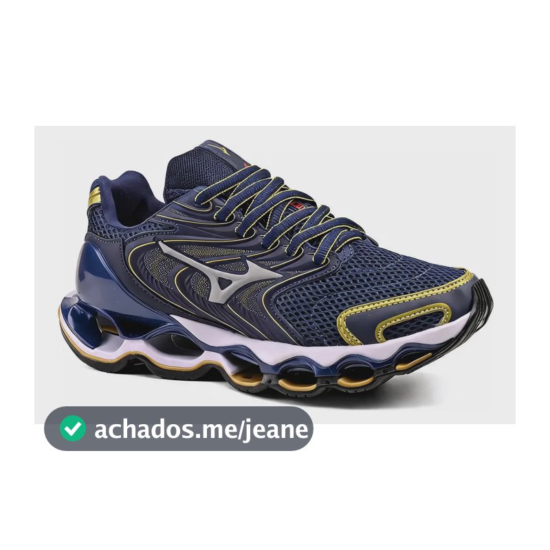 Tênis Masculino Mizuno 12s Caminhada Macio Wave Oferta Marinho/dourado 40 Br