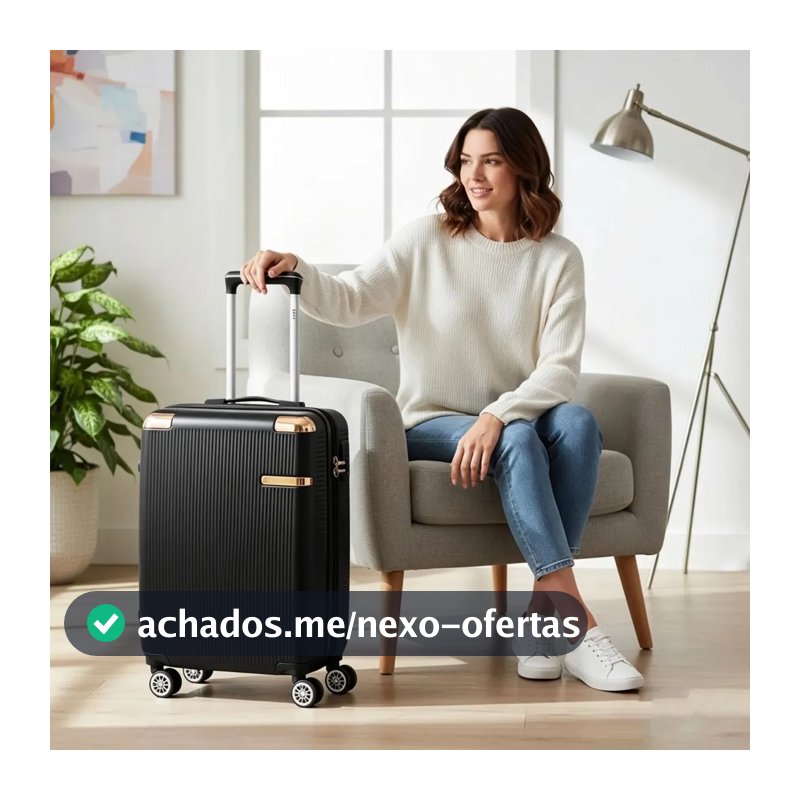 Mala de Viagem Rígida de Bordo Sweet Studio com Rodas Removíveis Preta 2095