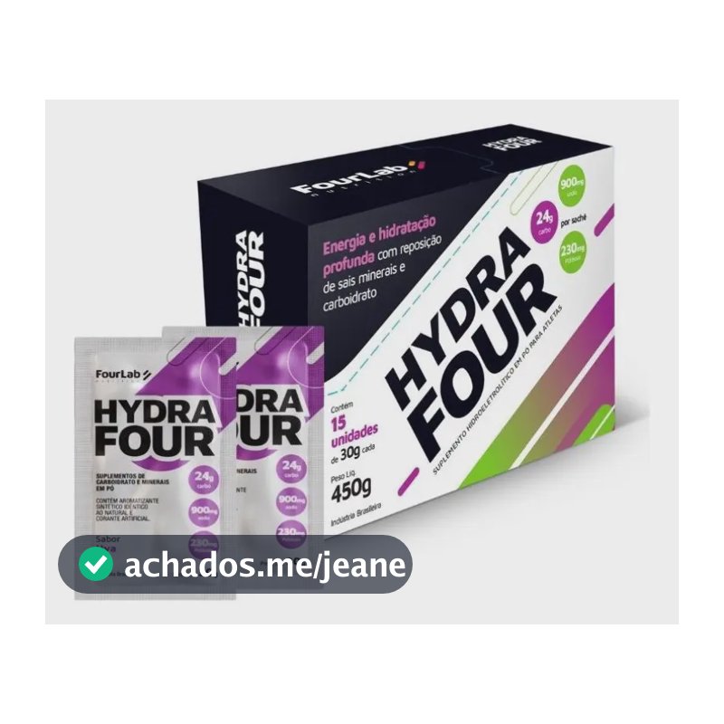 Hydrafour 30g Repositor Eletrólitos Fourlab (cx 15 Sachês) Sabor Uva