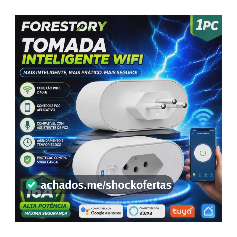 Tomadas Inteligente WiFi 16A Bivolt Smart Plug Com Monitoramento De Energia Compatível Alexa GoogleHome Tuya Smart Life Controle Remoto App Automação Residencial Casa Inteligente branco Forestory