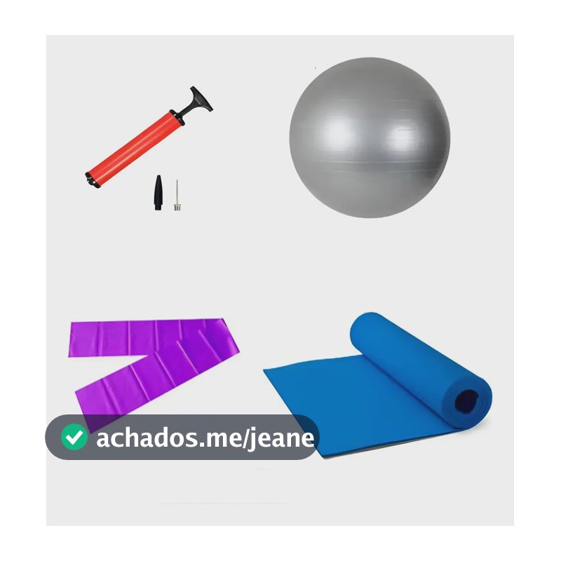 Kit Pilates Tapete 1,20mt + Faixa Média + Bomba + Bola 65 Cor Roxo