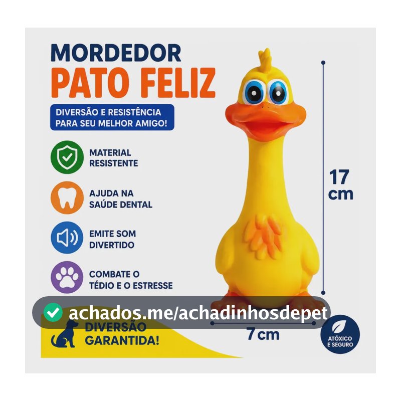 Brinquedo Interativo Mordedor Pato Feliz Pet Látex Apito Cão