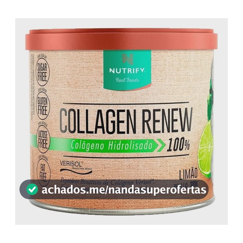 Colágeno Hidrolisado Nutrify Collagen Renew Sabor Limão de 300g