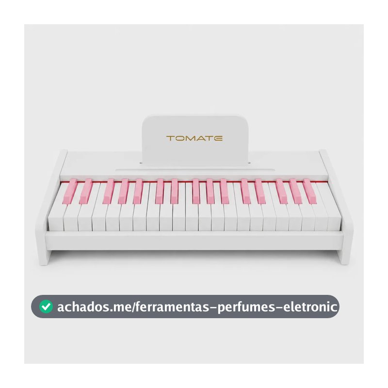 Piano Digital Infantil Tomate 37 Teclas, Teclado Musical de Madeira com Saída para Fone