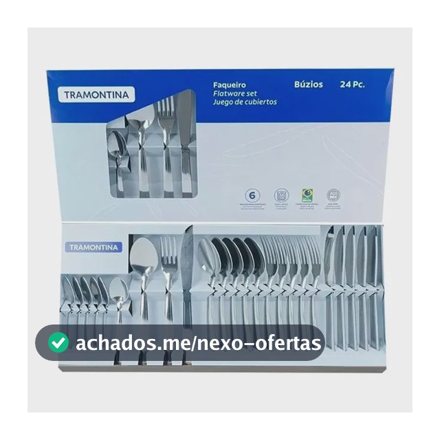 Faqueiro Tramontina Búzios cem Aço Inox com Detalhe 24 Peças