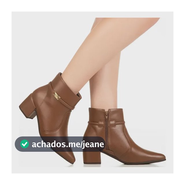 Bota Bico Fino Cano Curto Salto Médio Bloco Metal Clássica
