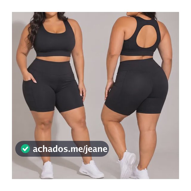 Conjunto Plus Size Academia Top Kit Fitness Bermuda Treino