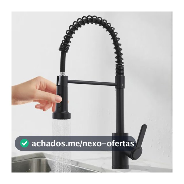 Torneira Cozinha Gourmet Monocomando Flexível Com Mola Luxo Preto Mesa