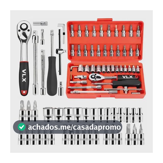 Kit Ferramentas 46 Peças Com Soquetes e Chaves Para Carro e Casa Vlx Vermelho