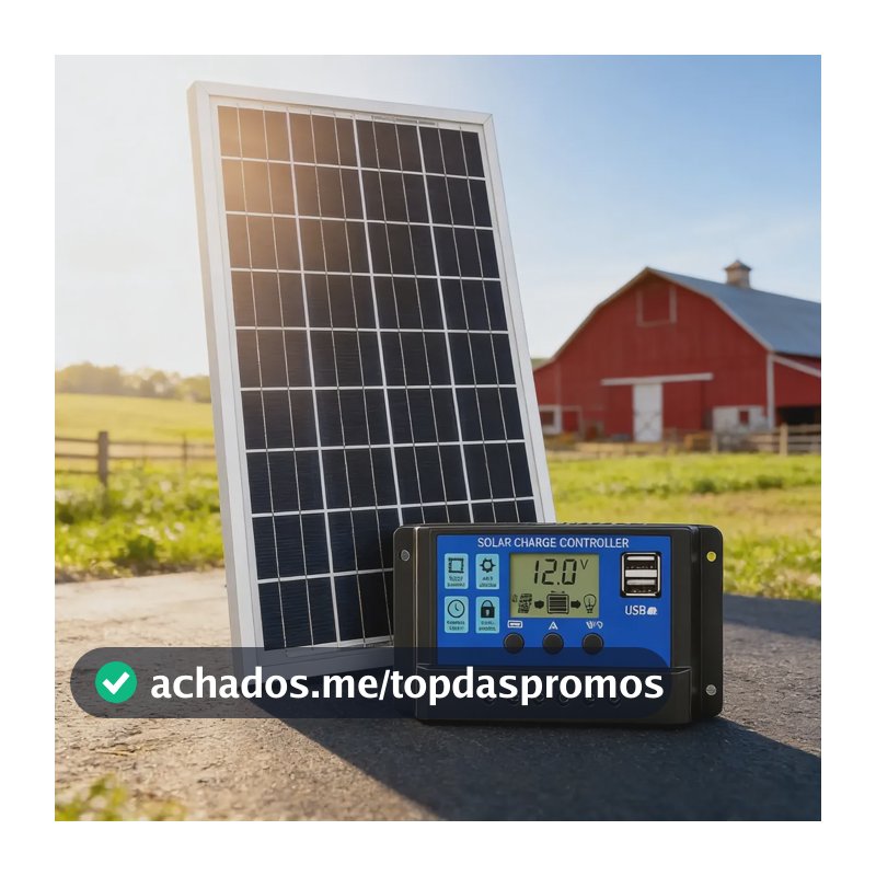 Painel Placa Solar Fotovoltaica 30w 12v Inmetro Controlador Aluminium 18v