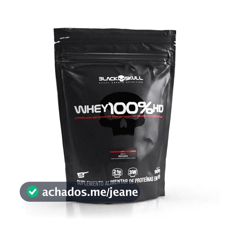 Proteína Black Skull Whey 100% HD em pó sabor Morango x 900g