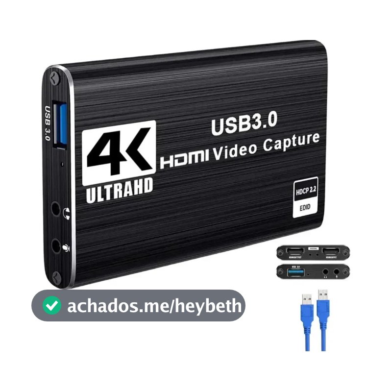 Placa De Captura Vídeo Hdmi Externa Gamer Interface Multimídia Full Hd 4k 60fps Usb 3.0 Genai