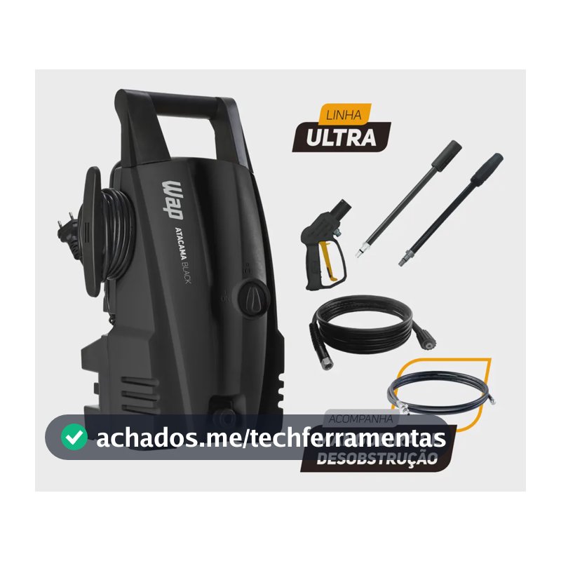 Desobstruidora e Lavadora de Alta Pressão WAP Atacama Black Ultra 1400W 1500 PSI