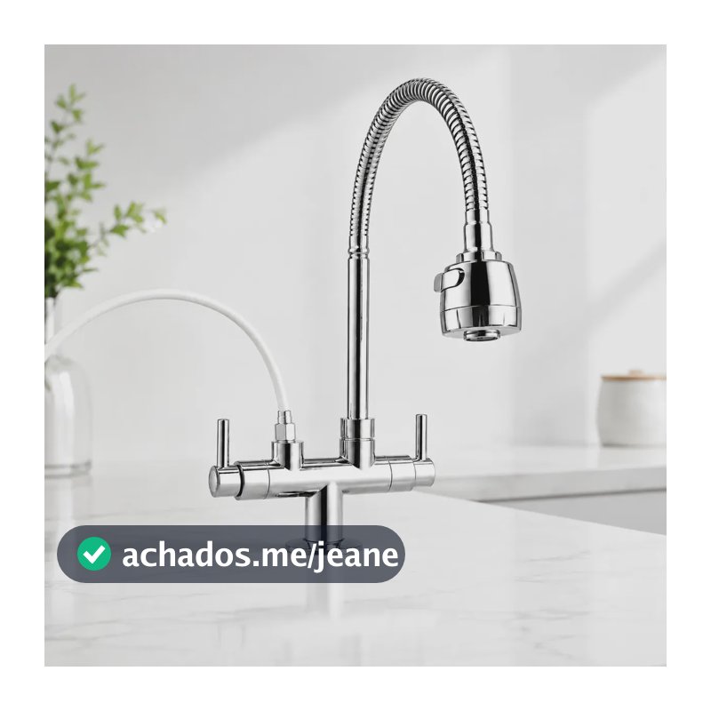 Torneira Gourmet Bancada Cromada com 2 Modos de Jatos e Adaptador Saída para Filtro ou Purificador