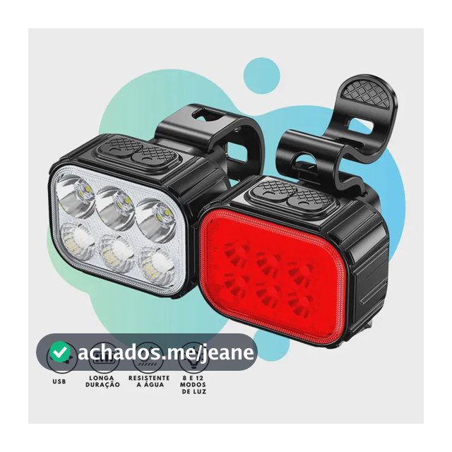 Kit Farol e Lanterna LED Para Bicicleta, YBF, Recarregável USB, Resistente à Água