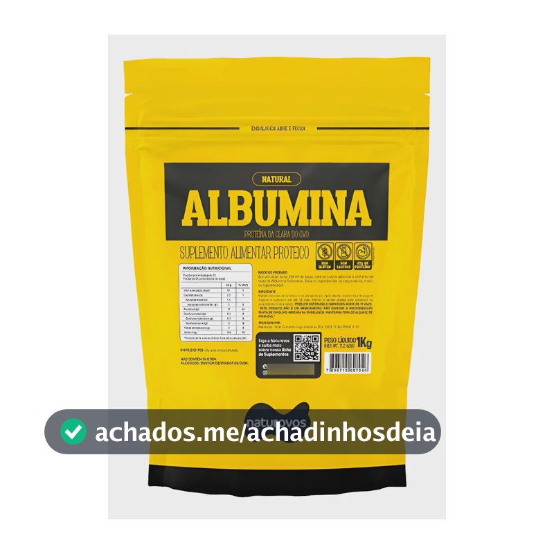 Albumina Naturovos Natural 1kg Refil Proteína