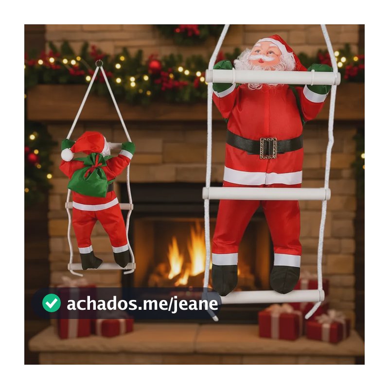 Papai Noel Escalador Escada 30cm Enfeite Natal Decoração     Única
