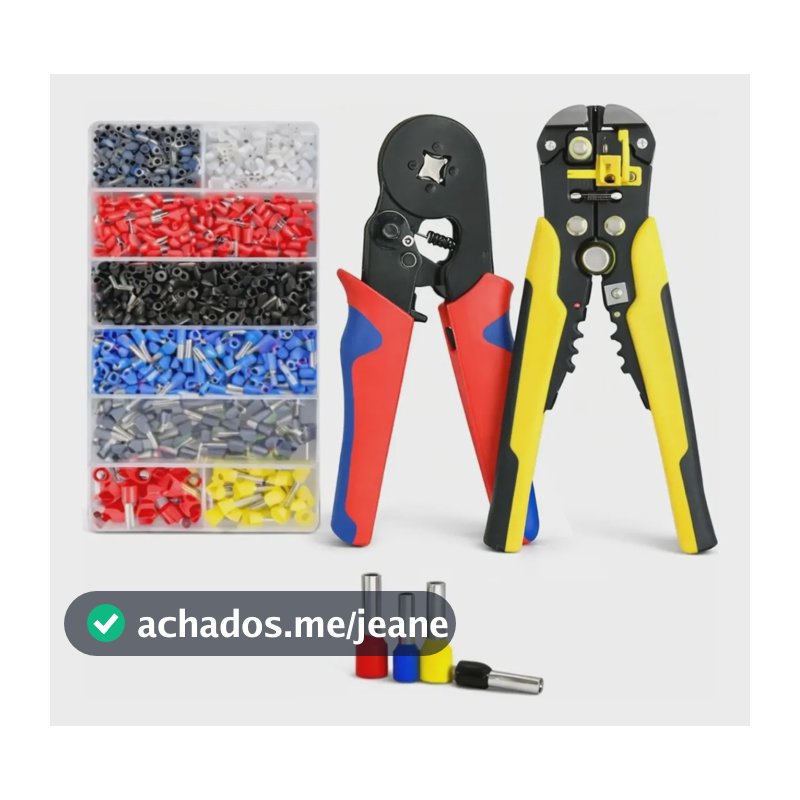 Kit Alicate Crimpar Descascador 1200 Ilhós Terminais Tubular