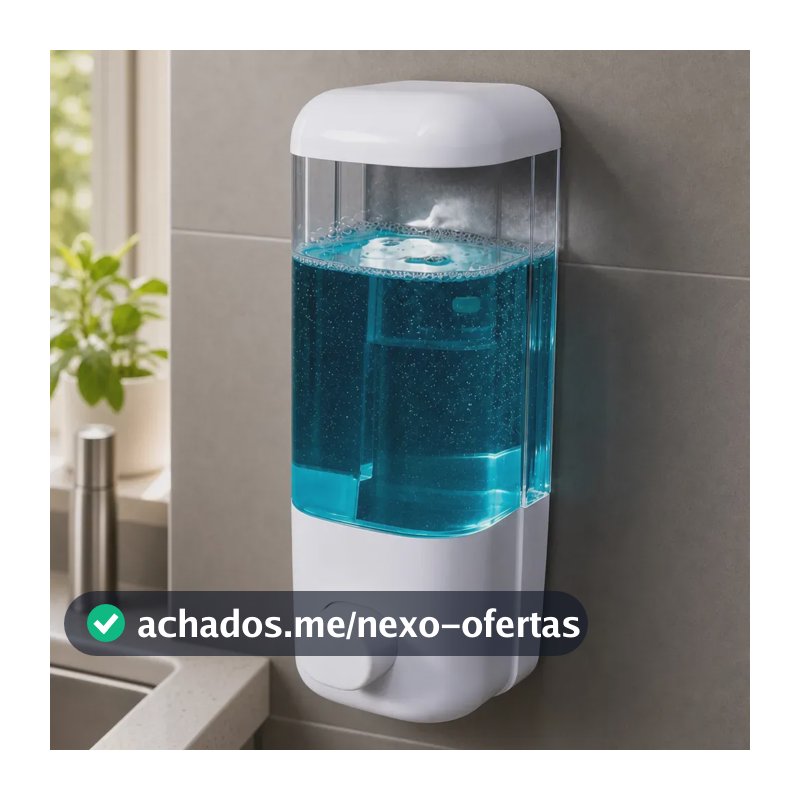 Dispenser de Sabonete Líquido 500mL de Parede Branco com Visor Transparente