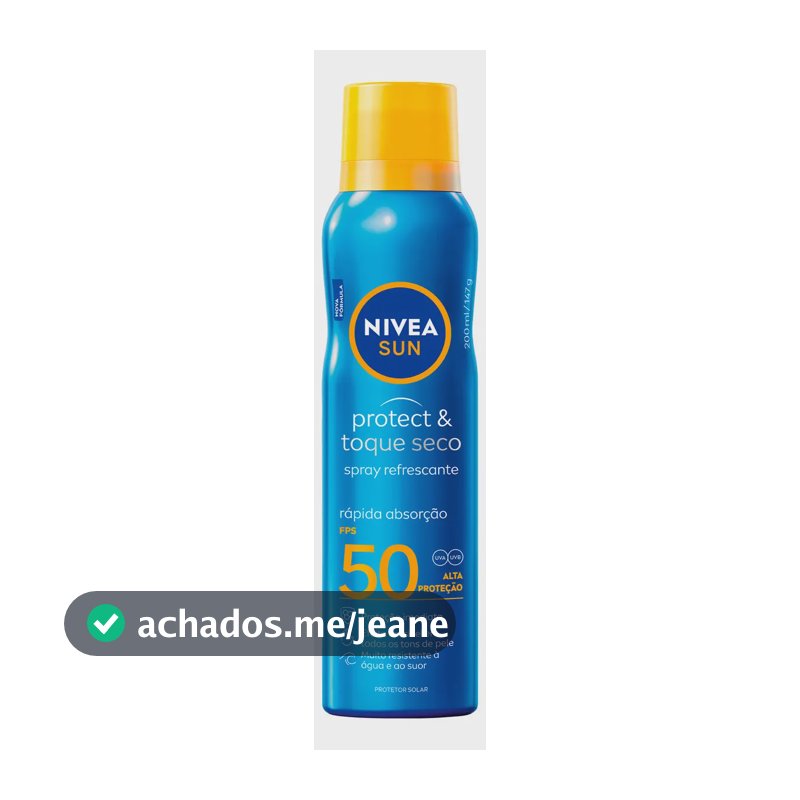 NIVEA Protetor Solar Spray Protect & Toque Seco FPS 50 200ml, Alta Proteção UVA/UVB, Efeito Invisível, Rápida Absorção, Ação Refrescante