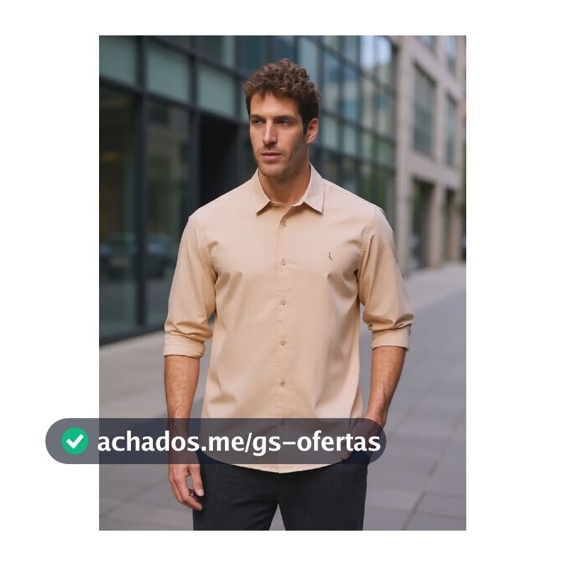 Camisa Reserva Ml Porto Masculino Lisa Areia Liso G